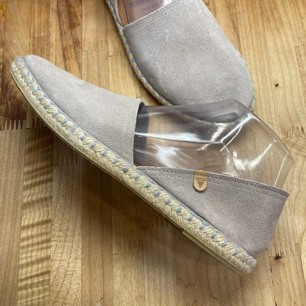 Verbenas Gaudi Grey Suede Espadrille Flats Womens Size 39 Made in Spain